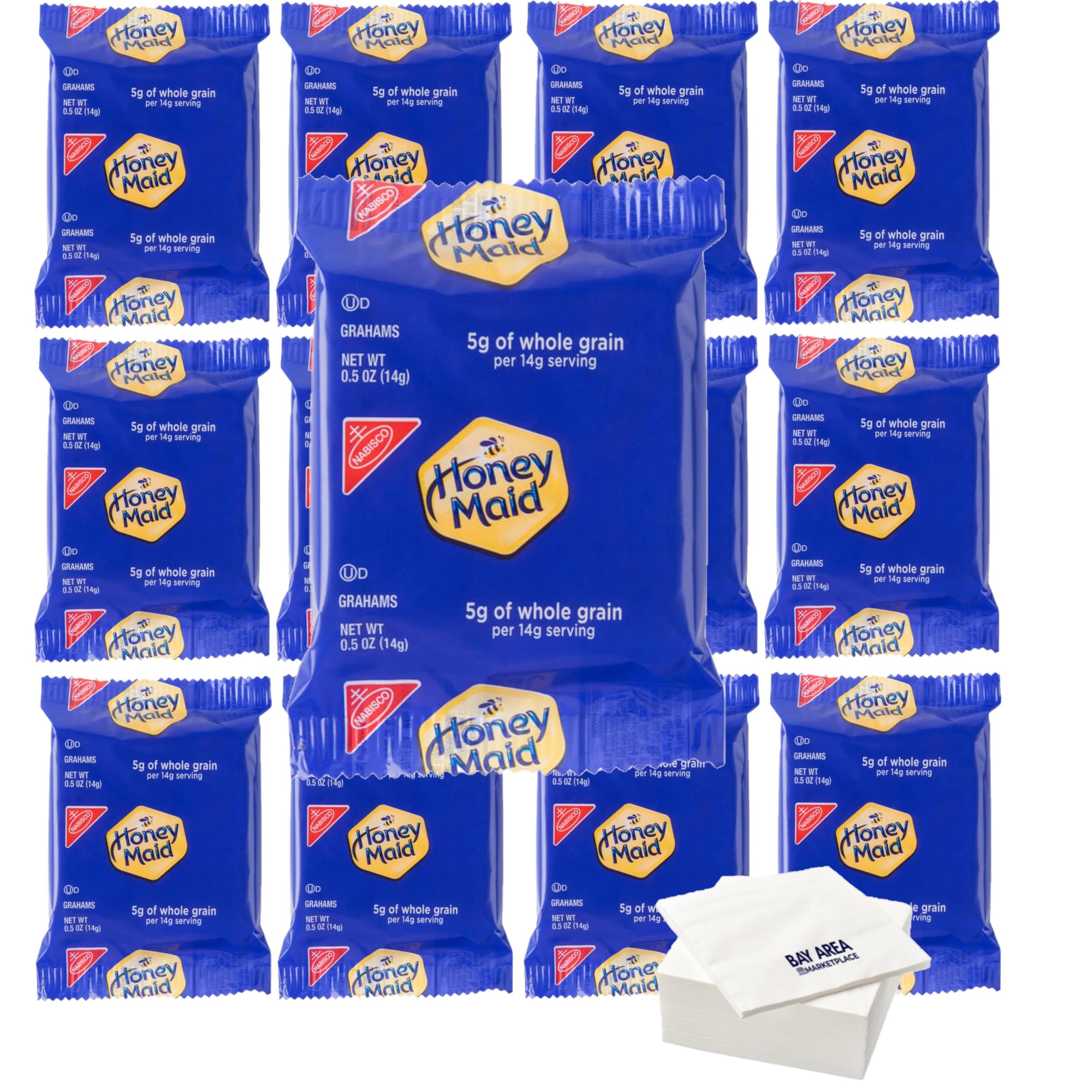 Quality Graham Crackers, 0.5oz Pouches, (Pack of 50) with Bay Area Marketplace Napkins