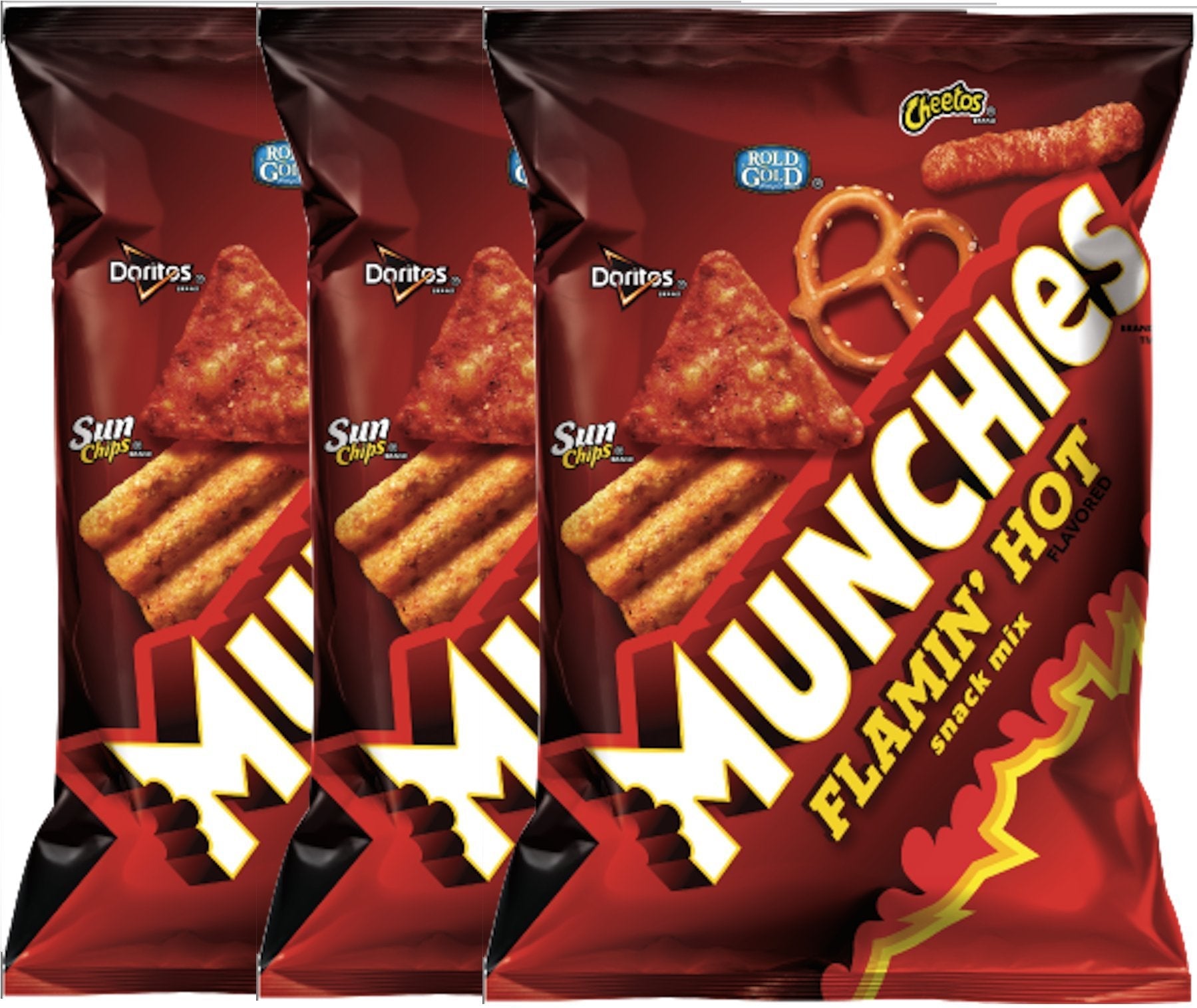 Quality Munchies Flamin’ Hot Snack Mix Net WT. 3 Oz Snack Care Package For College, Military, Sports (3)