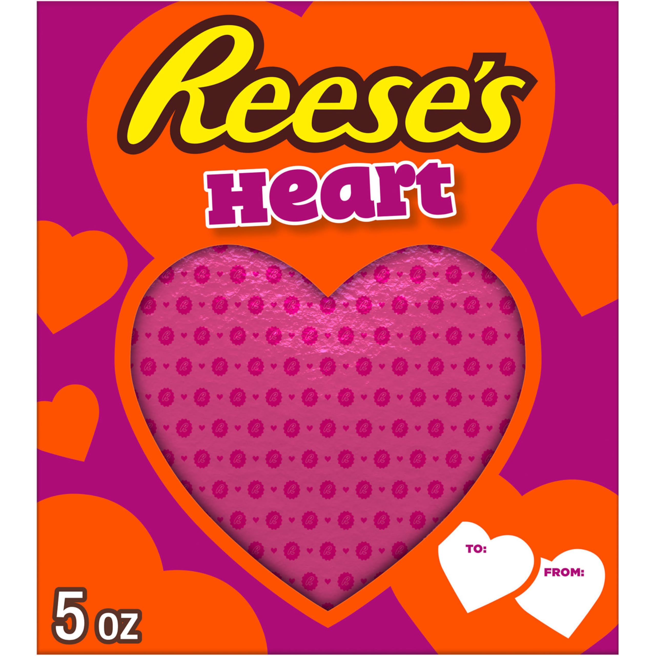 Premium REESE'S Milk Chocolate Peanut Butter Heart, Valentine's Candy Gift Box, 5 oz