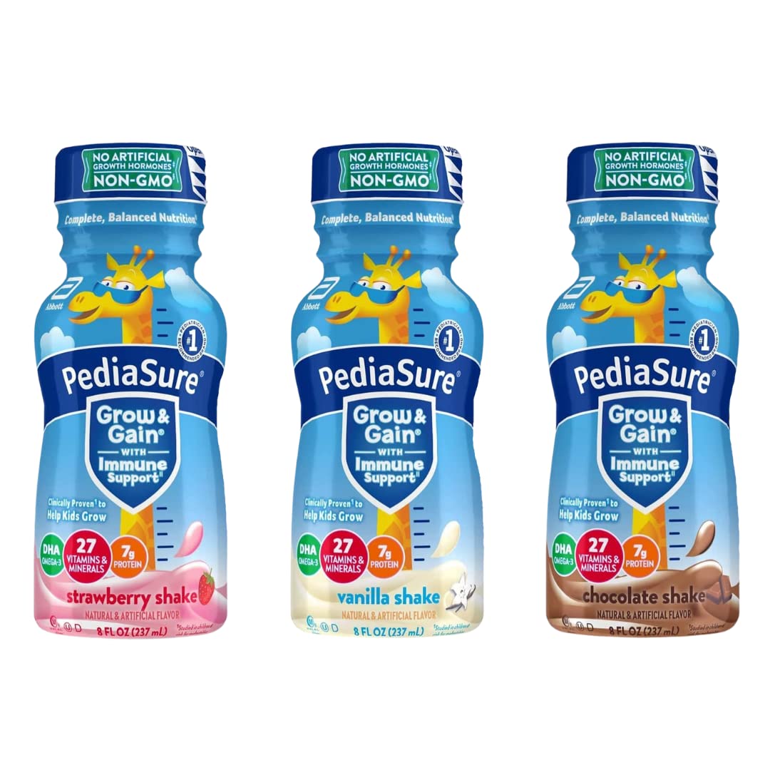 Quality PediaSure Grow & Gain Nutrition Shake for Kids, Immune Support Shake Variety Sampler Pack - 8 Fl Oz Bottles - By Obanic (18-Pack)