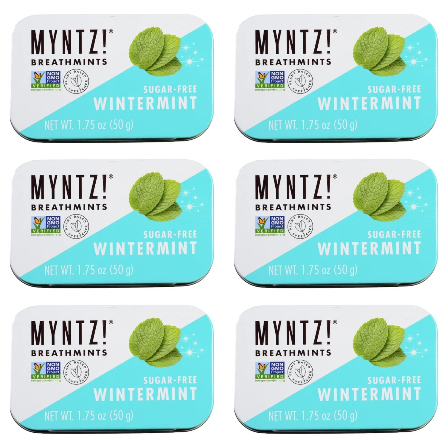 Quality Dentist Recommended MYNTZ! Brand Mints - Wintermynt Blast Flavor 6 tins x 1.75 ounces per tin