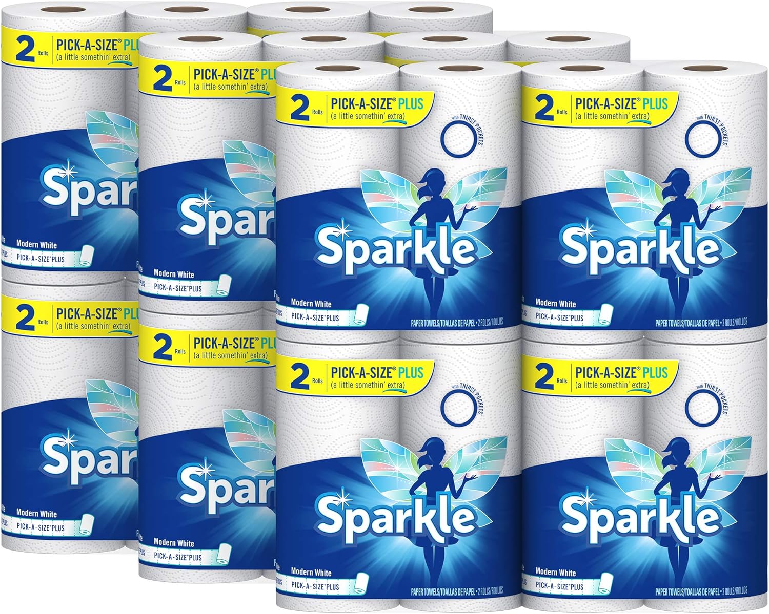 Sparkle Paper Towels, 24 = 47 Regular Rolls, Modern White, Pick-a-Size Plus