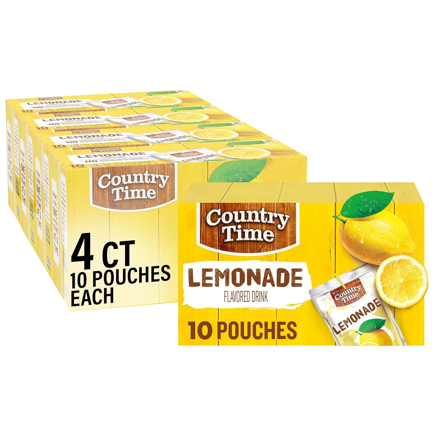 Country Time Lemonade Ready to Drink Flavored Drink Pouches, 40 ct Pack, 4 Boxes of 10 Drink Pouches