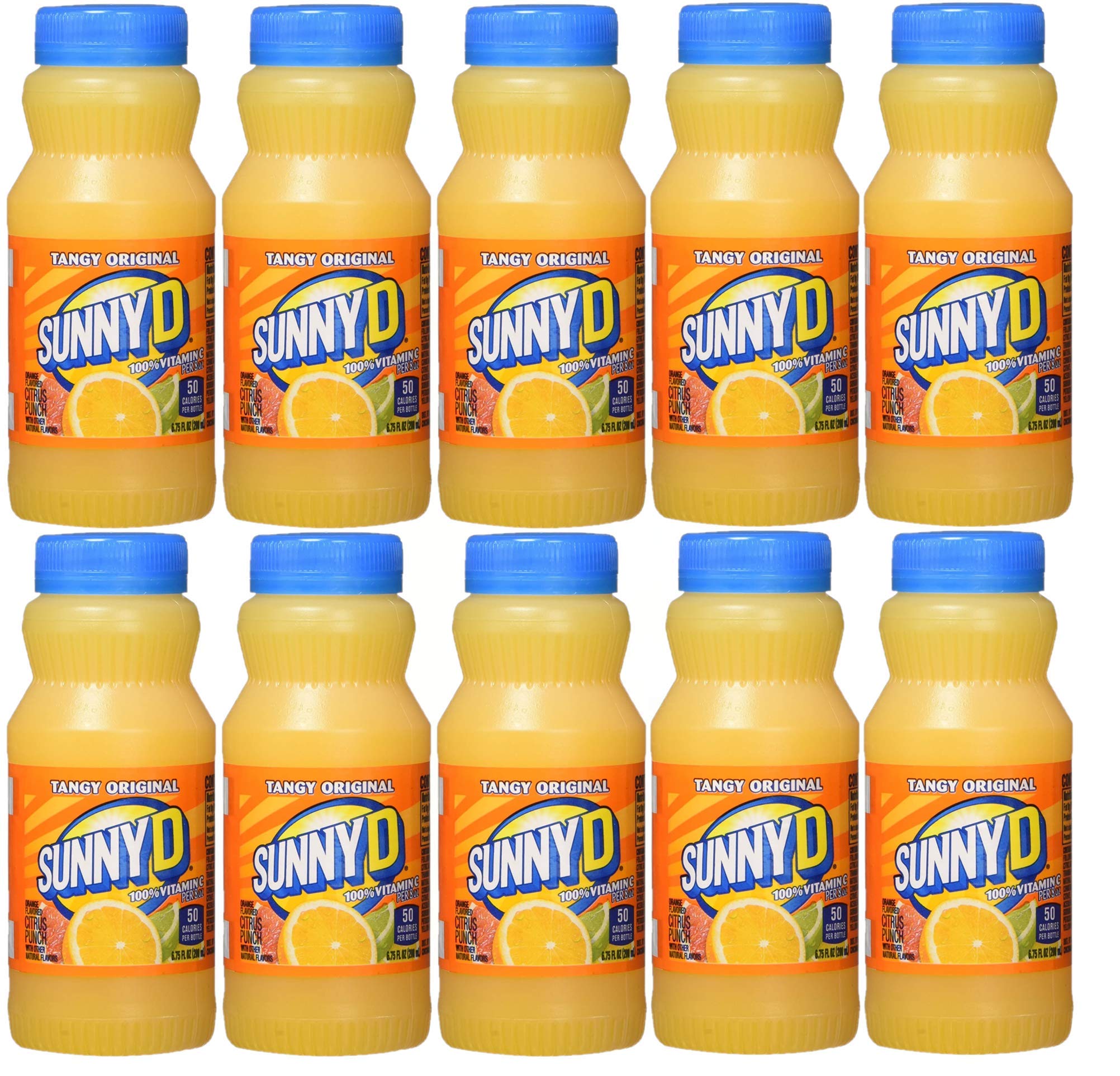 Quality Sunny D Tangy Original Flavor, 6.75 Oz, (Pack of 10) with Bay Area Marketplace Napkins