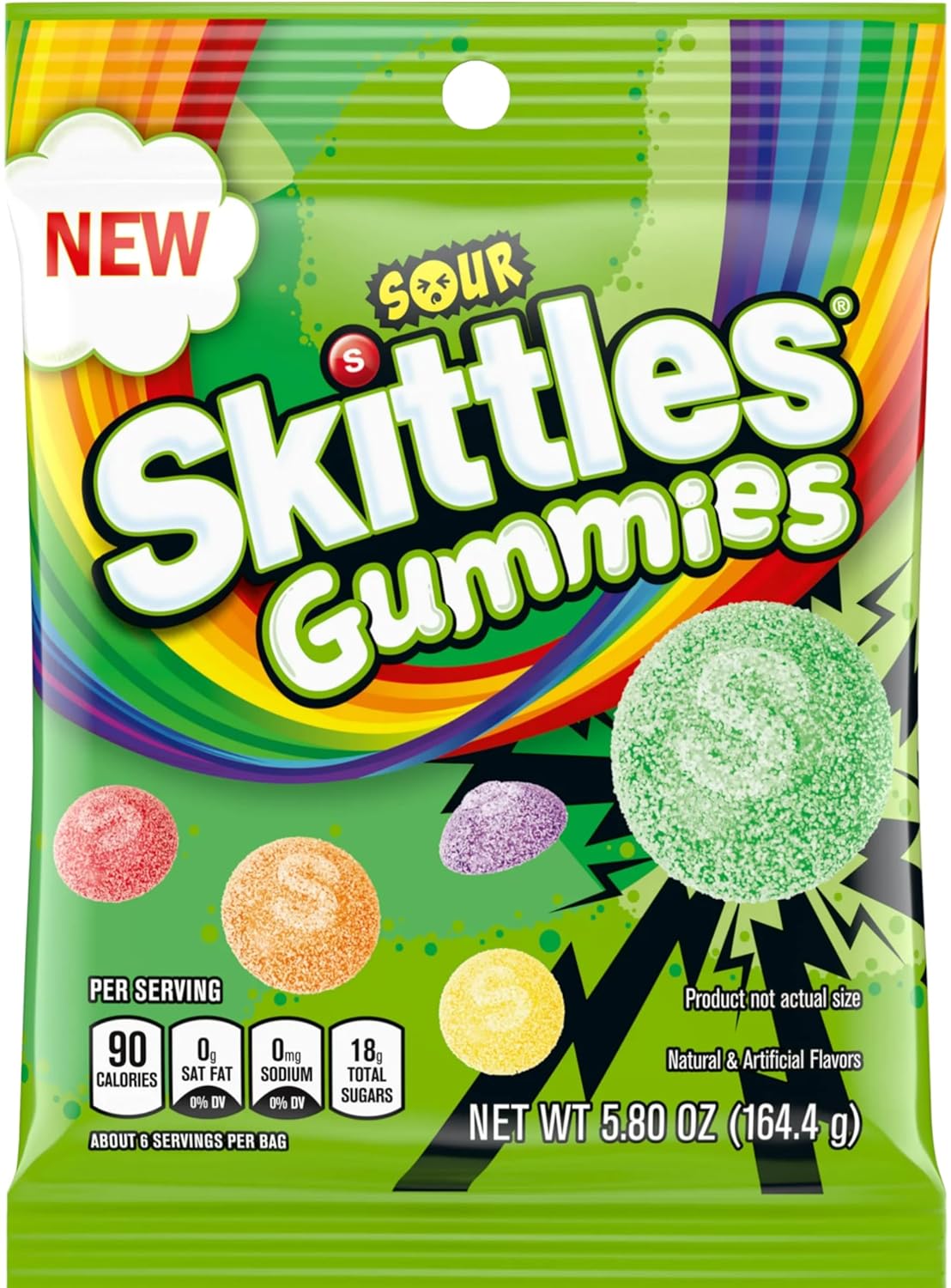 Skittles Sour Gummies Peg Bags, 5.8 Ounce (Pack of 3)