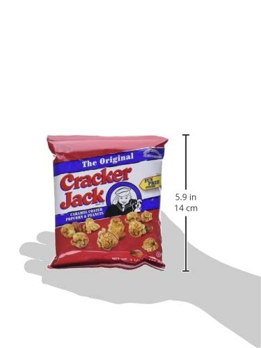 Quality Cracker Jack The Original, 1.25 oz Bags Pack of 12 Caramel Coated Popcorn and Peanuts Snack comes with Bonus Inspirational Magnet by D'Elite Box