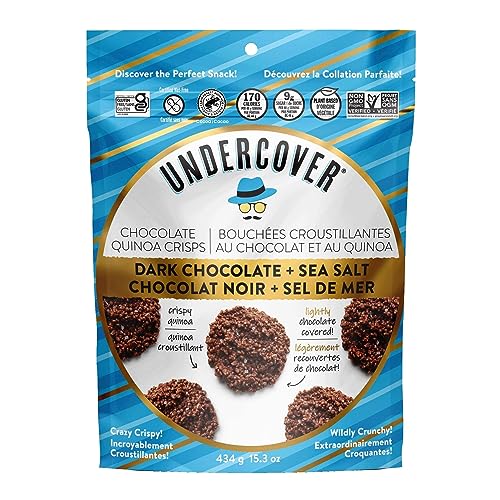 Premium Undercover Chocolate Quinoa Crisps, Crispy Quinoa, Dark Chocolate & Sea Salt - 434 Grams