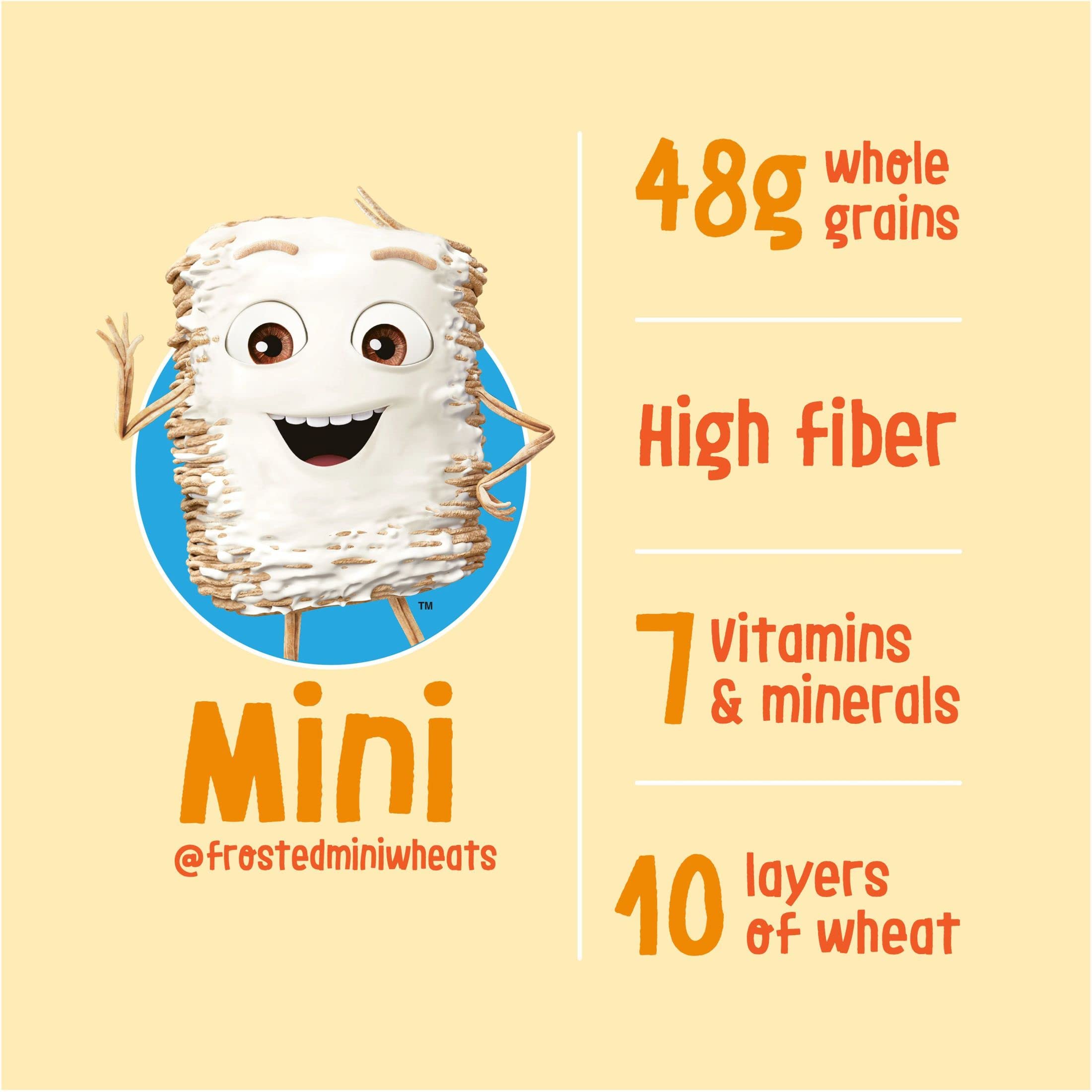Nutritious Kellogg's Frosted Mini-Wheats Cold Breakfast Cereal, Whole Grain, High Fiber Cereal, Kids Snacks