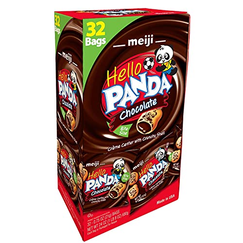Quality Meiji Hello Panda Cookies, Chocolate Crème Filled - 32 Count, 0.75oz Packages - Bite Sized Cookies with Fun Panda Sports