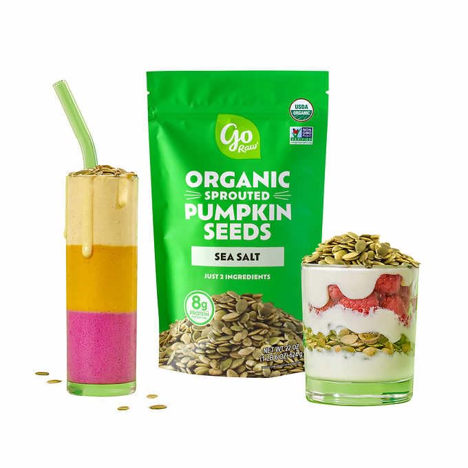 Premium Go Raw Sprouted Organic Pumpkin Seeds with Sea Salt, 22 oz, 1.4 Pound Bag