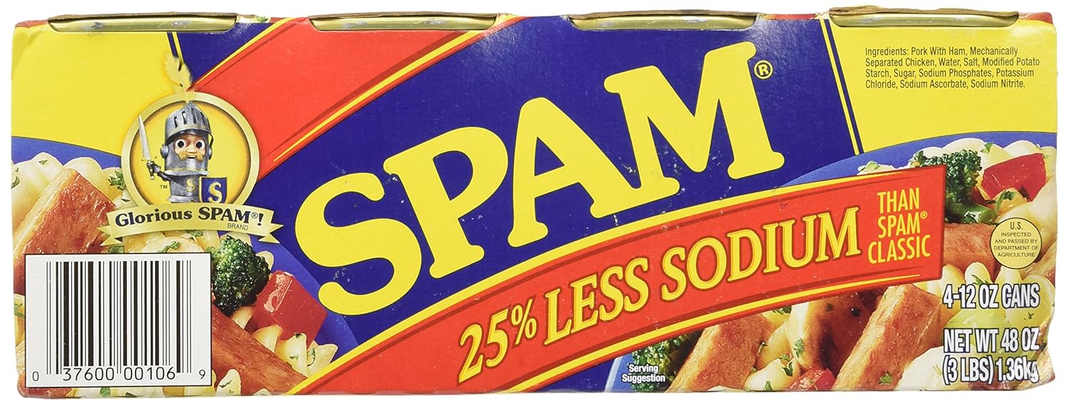 Spam 25% Less Sodium, 96 Ounce