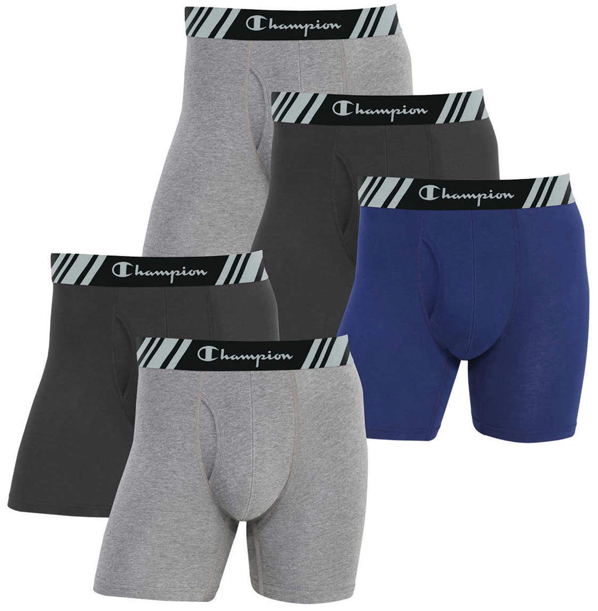 Premium Champion Men's Boxer Briefs All Day Comfort No Ride Up Double Dry X-Temp 4 Pack