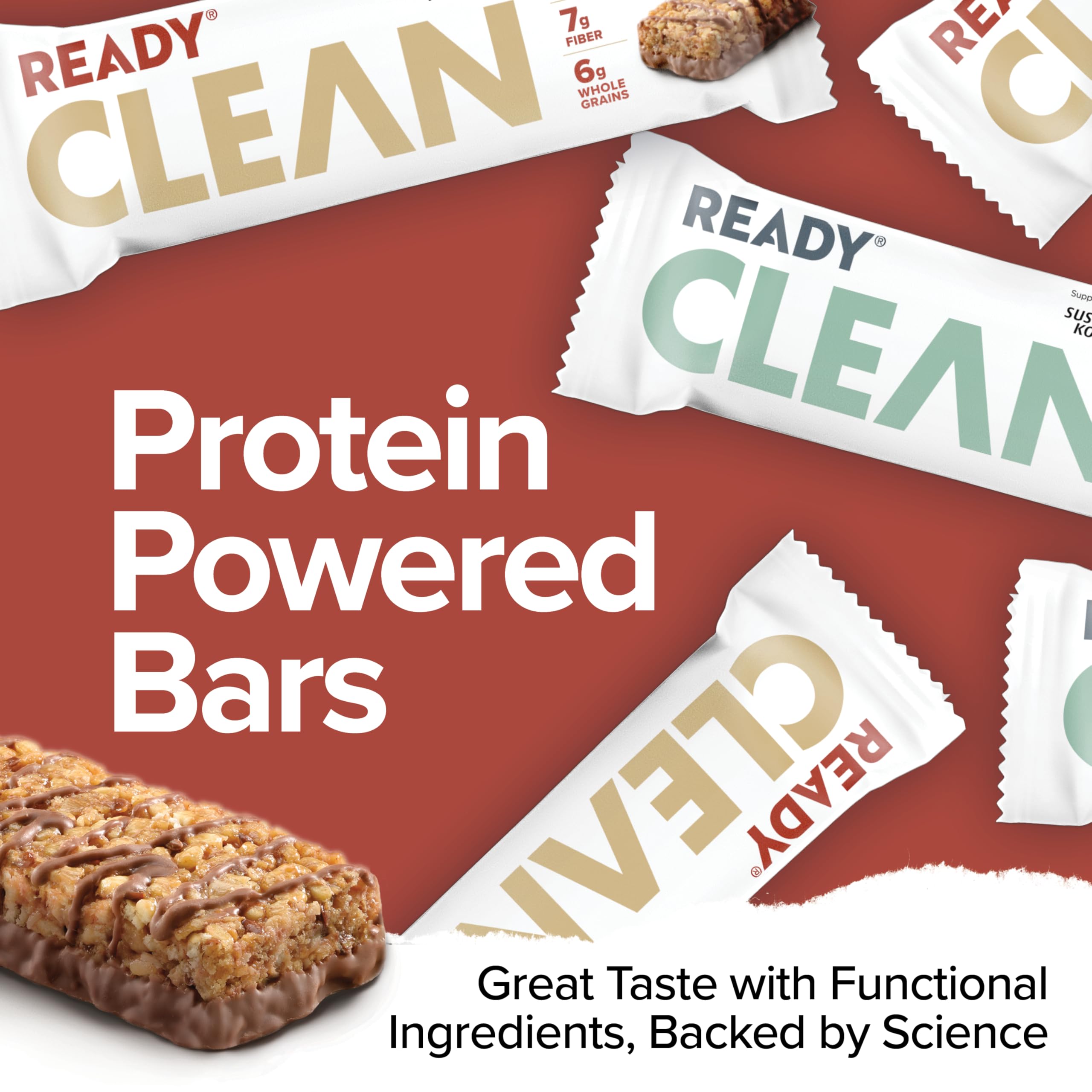 Quality Ready Nutrition CLEAN Bar, 15g Protein for Lean Muscle Mass, 7g Fiber for Satiety, Great for Muscle Building, Muscle Recovery and Weight Loss - Variety Pack (Pack of 24)