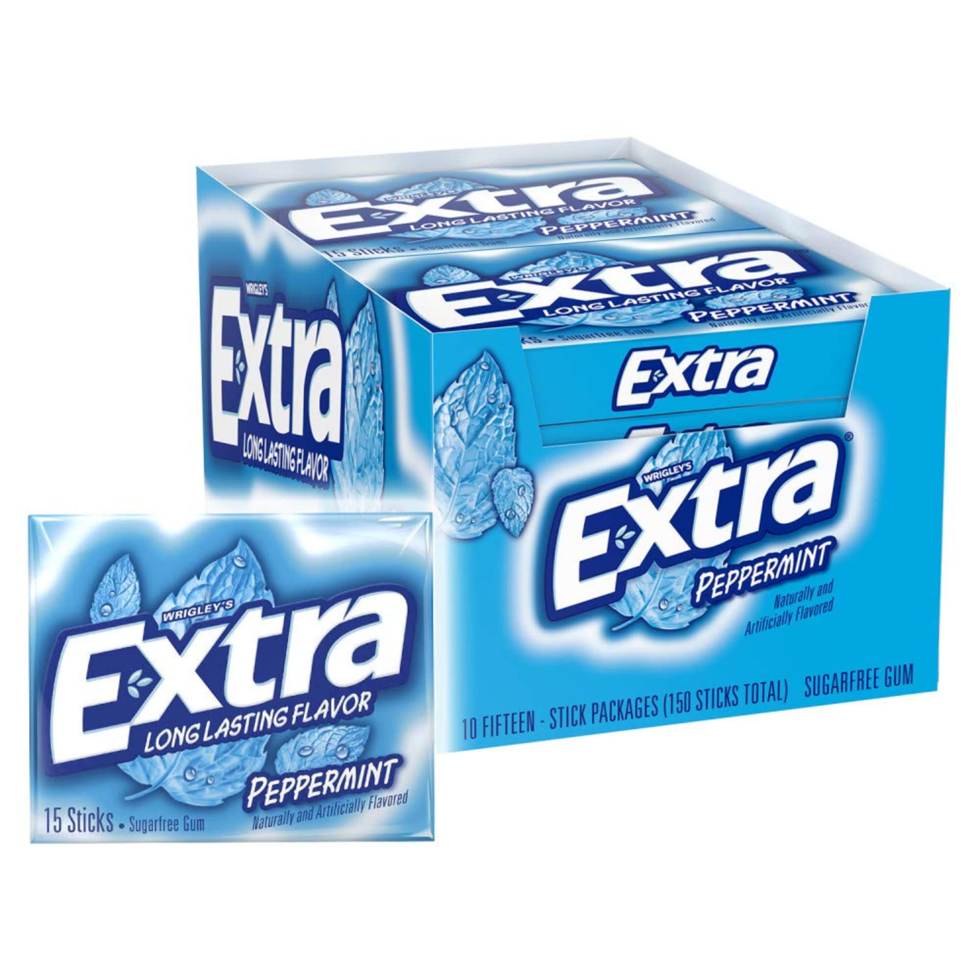 Quality LAIBY Long Lasting Flavor Peppermint Extra Gum | Sugar Free Chewing Mega Pack Bulk 15 Pieces (Pack of 10)
