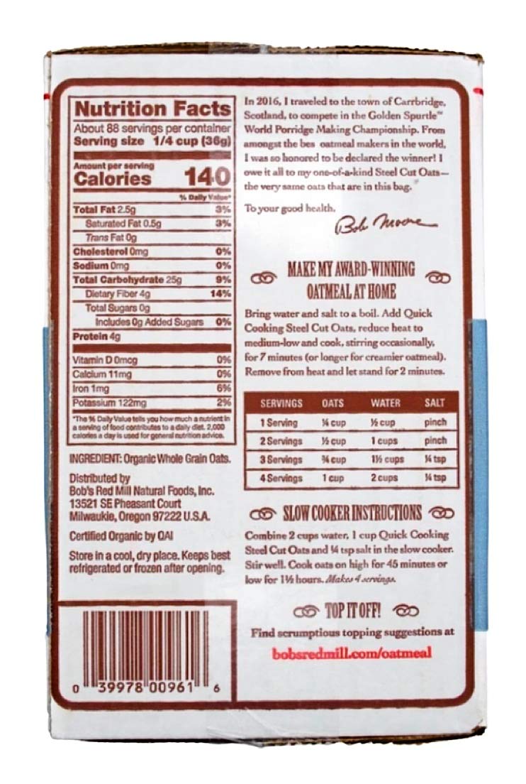 Quality Bob's Red Mill Quick Cooking 100% Whole Grain Oats, 112 Ounce