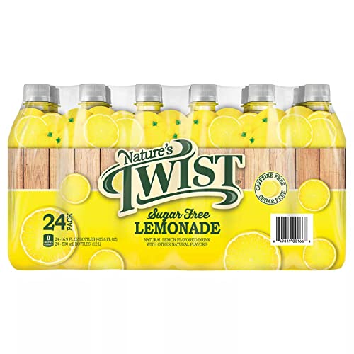 Premium Nature’s Twist Sugar Free Lemonade with Real Fruit Juice - Caffeine Free, Low Sodium, Natural Flavor, 16.9 Fl Oz Bottles (24-pack)
