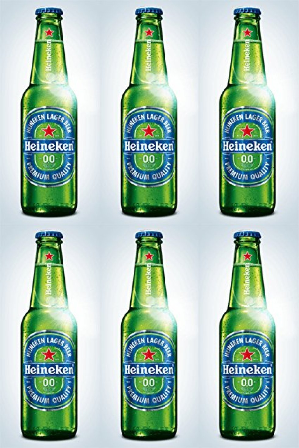 Heineken:Zero Non Alcohol Premium Lager Beer Taste Beverage 33cl (11oz) Pack of 6