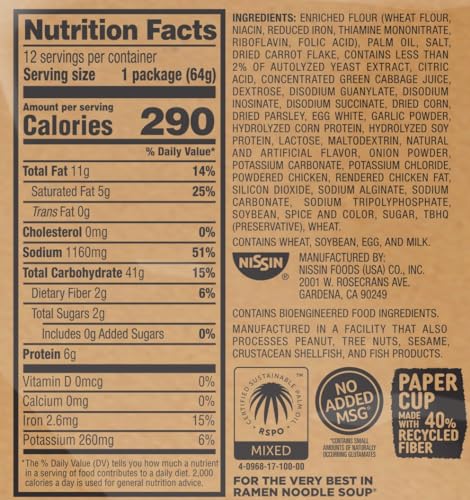 Quality Nissin Cup Noodles Ramen Noodle Soup, Chicken, Microwaveable Paper Cup, 2.25 Ounce (Pack of 12)