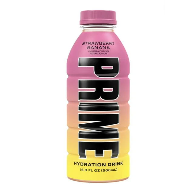 PRIME Strawberry Banana Limited Edition | Sports Drinks | Electrolyte Enhanced for Ultimate Hydration | 250mg BCAAs | B Vitamins | Antioxidants | 2g Of Sugar | 16.9 Fluid Ounce | 1 Pack