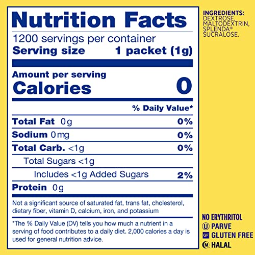 Premium SPLENDA Naturals No Calorie Stevia Sweetener, Single-Serve Packets