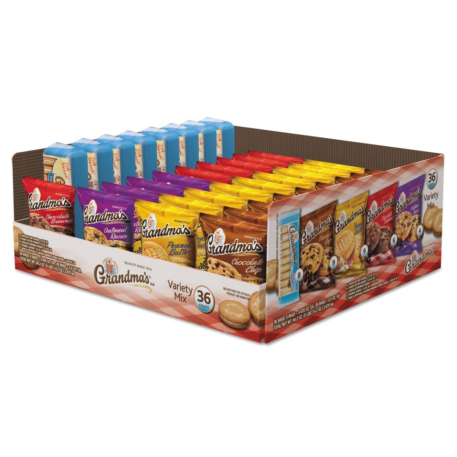 Premium Grandmas Cookies Variety Tray 36 Ct, 2.5 oz Packs - Limited Time Offer