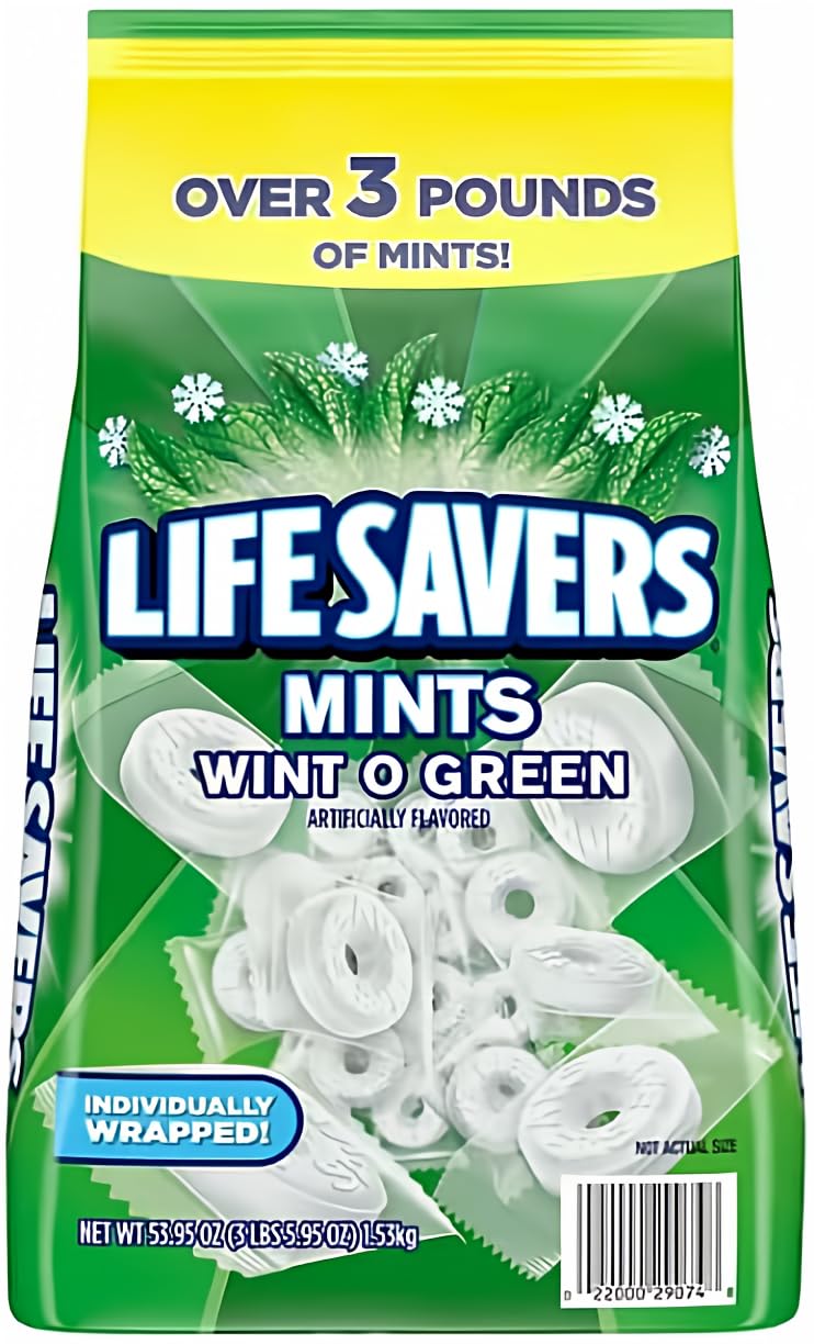 Quality LifeSavers Wint O Green Breath Mints Bulk Hard Candy Candies 53.95 oz (3.3 lbs)