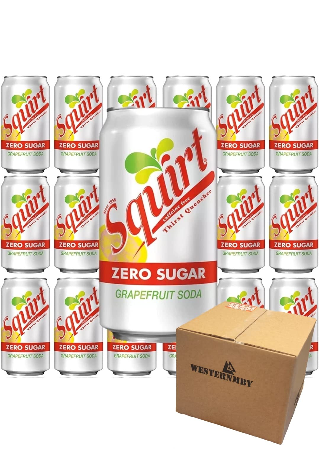 Quality Squirt zero sugar grapefruit soda, 12 fl oz, 18 cans , total 216 fl oz