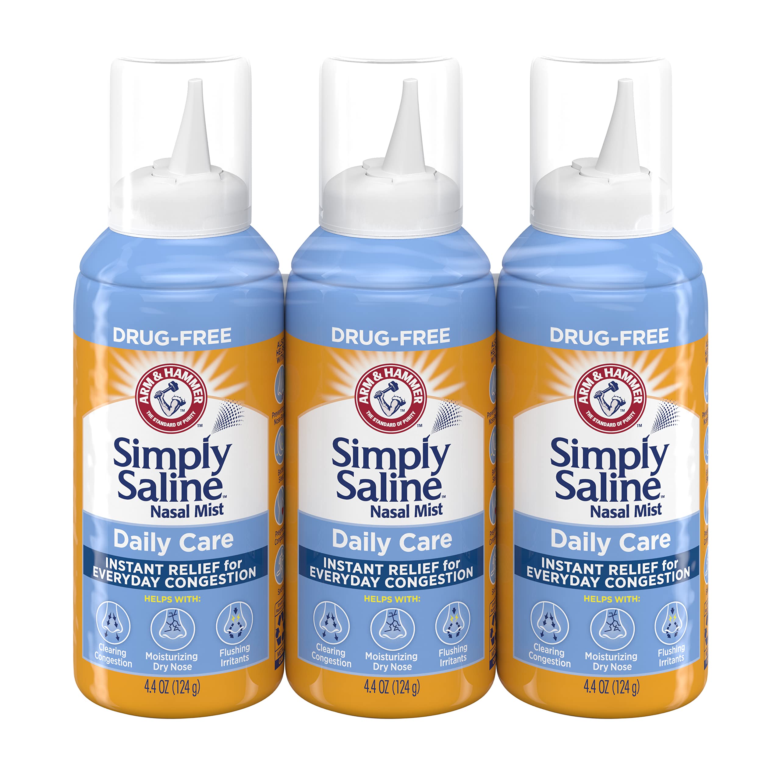 Quality Arm & Hammer Simply Saline Daily Care Nasal Mist 4.4oz, Saline Nasal Spray, Drug-Free, 3-Pack