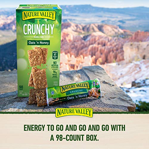 Premium Nature Valley Crunchy Granola Bars Oats 'N Honey - 98 Bars Of 2 bar Pouches of 49ct-1.49oz