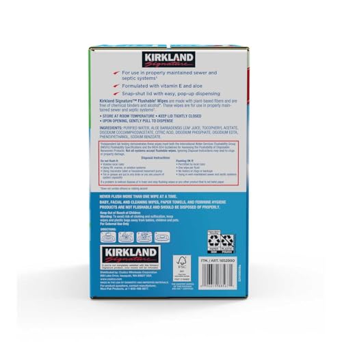 Premium Kirkland Signature Premoistened Flushable Wipes, Fragrance Free, 640-count