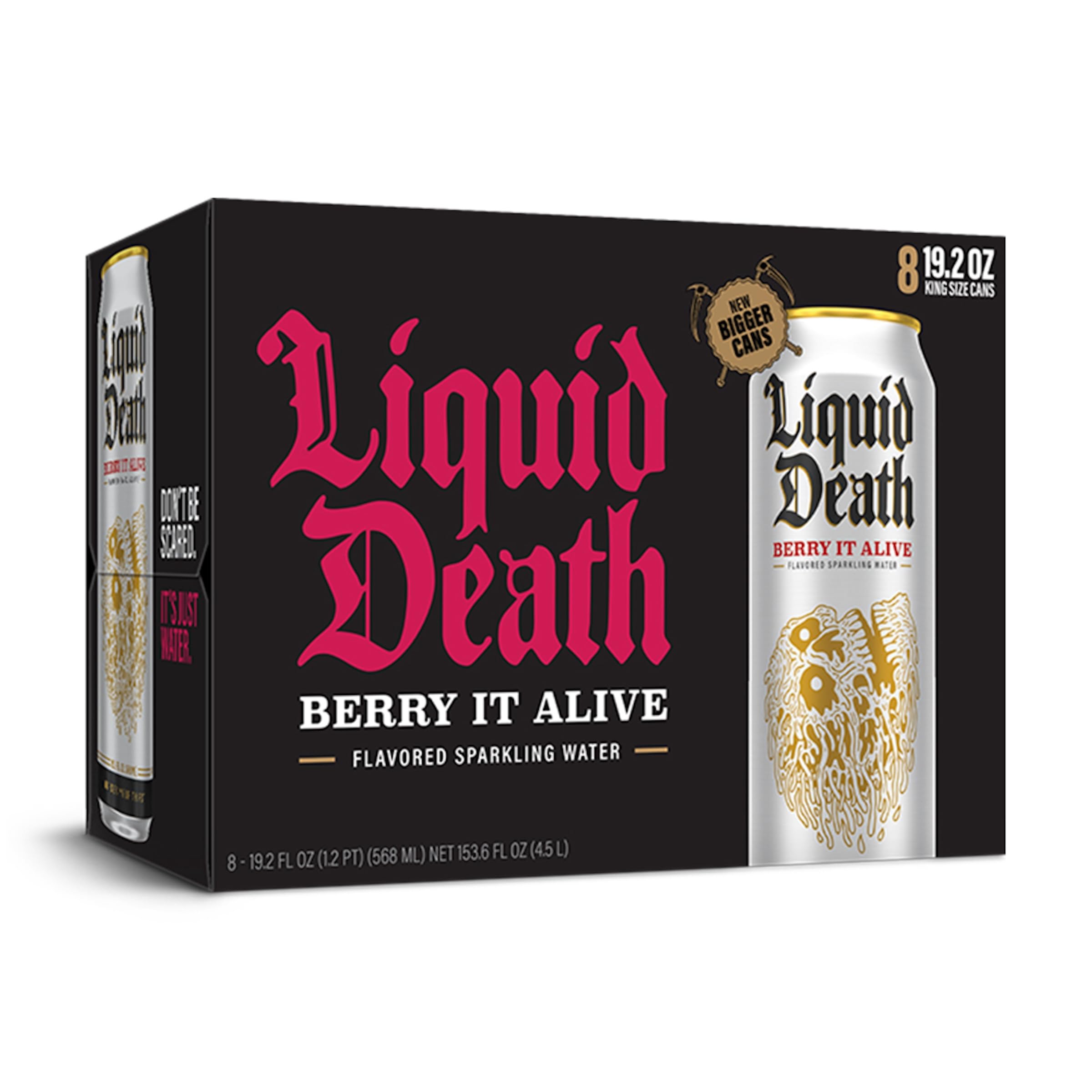 Quality Liquid Death Flavored Sparkling Water with Agave, Convicted Melon, 19.2 oz King Size Cans (8-Pack)