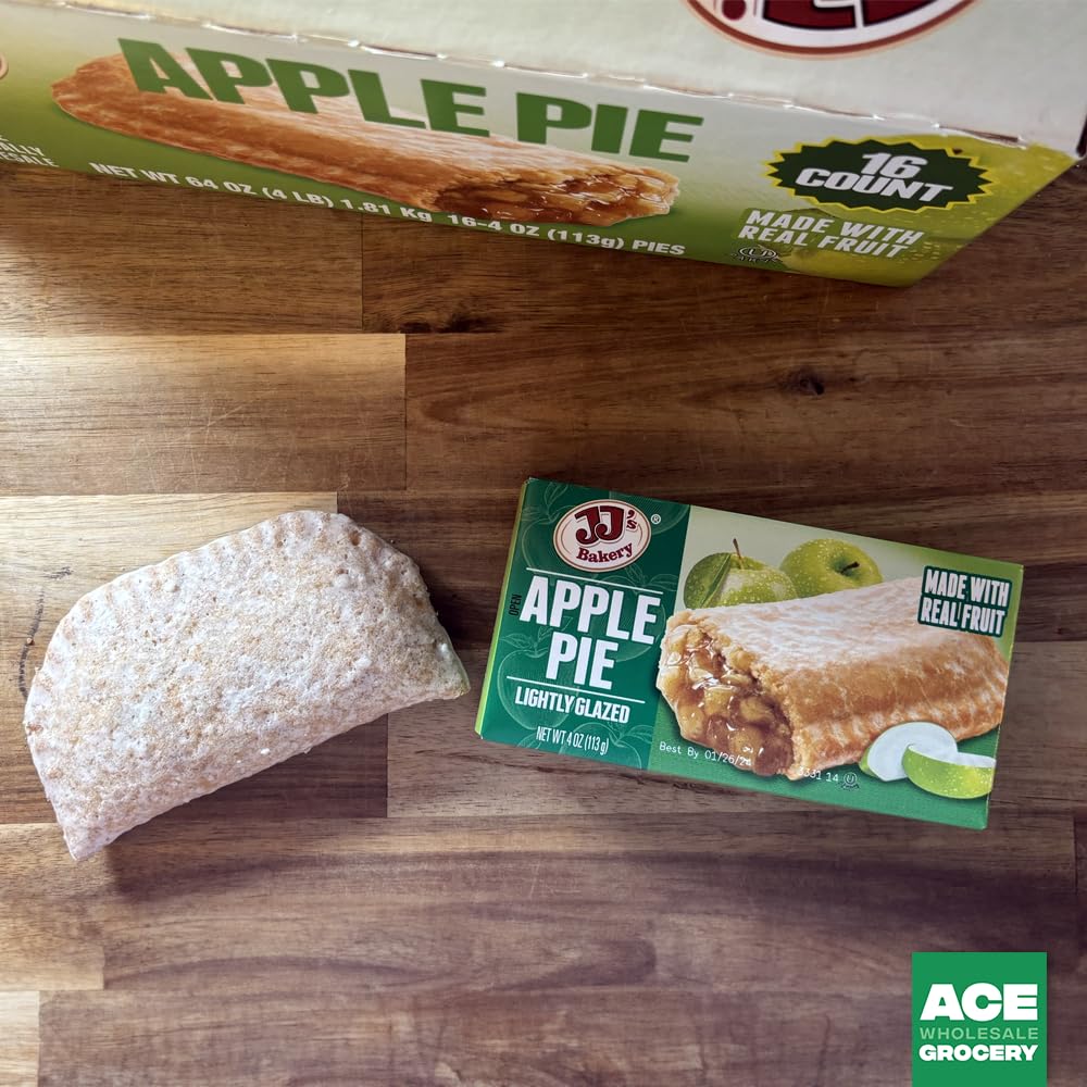 Premium JJ's Bakery Lightly Glazed Apple Snack Pie, 4 Ounce (16-Count)