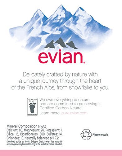 Quality evian Natural Spring Water (One Case of 12 Individual Bottles, Each Bottle is 1 Liter) Naturally Filtered Spring Water in Large Bottles