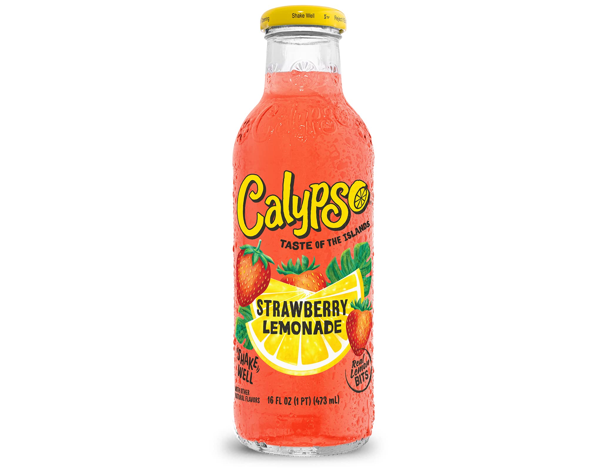 Quality Calypso Lemonades | Made with Real Fruit and Natural Flavors | Strawberry Lemonade, 16 Fl Oz (Pack of 12)