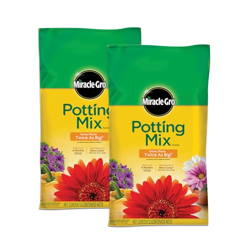 Quality Miracle-Gro Potting Mix, For Container Plants, Flowers, Vegetables, Shrubs, Annuals, Perennials, Feeds up to 6 Months, 8 qt., 2-Pack