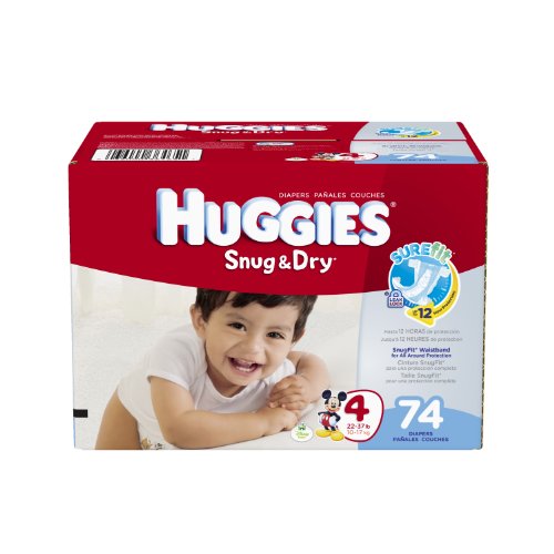 Premium Huggies Snug and Dry Diapers Big Pack, Size 4, 74 Count