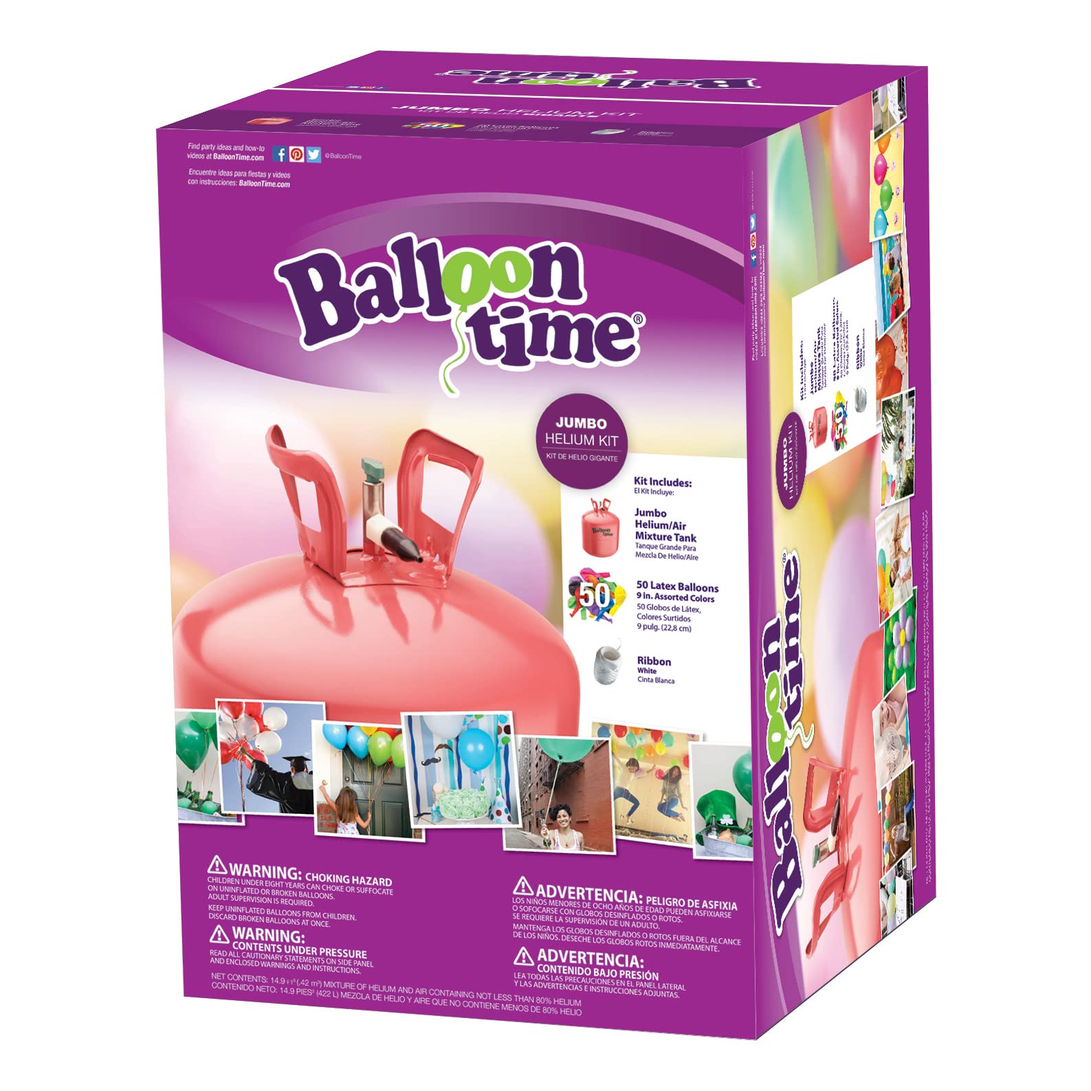 Quality Balloon Time Bundled With Pack of Latex Balloons - Jumbo Helium Tank - Party-sized Way To Set Your Celebration Afloat - Fills 50 Count 9" Latex Balloons