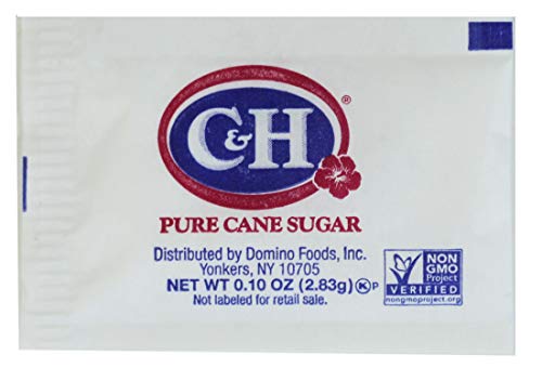 Quality C&H Pure Cane NON-GMO Granulated Sugar, 0.10 Ounce (2.83 Gram) Packets - Pack of 1000