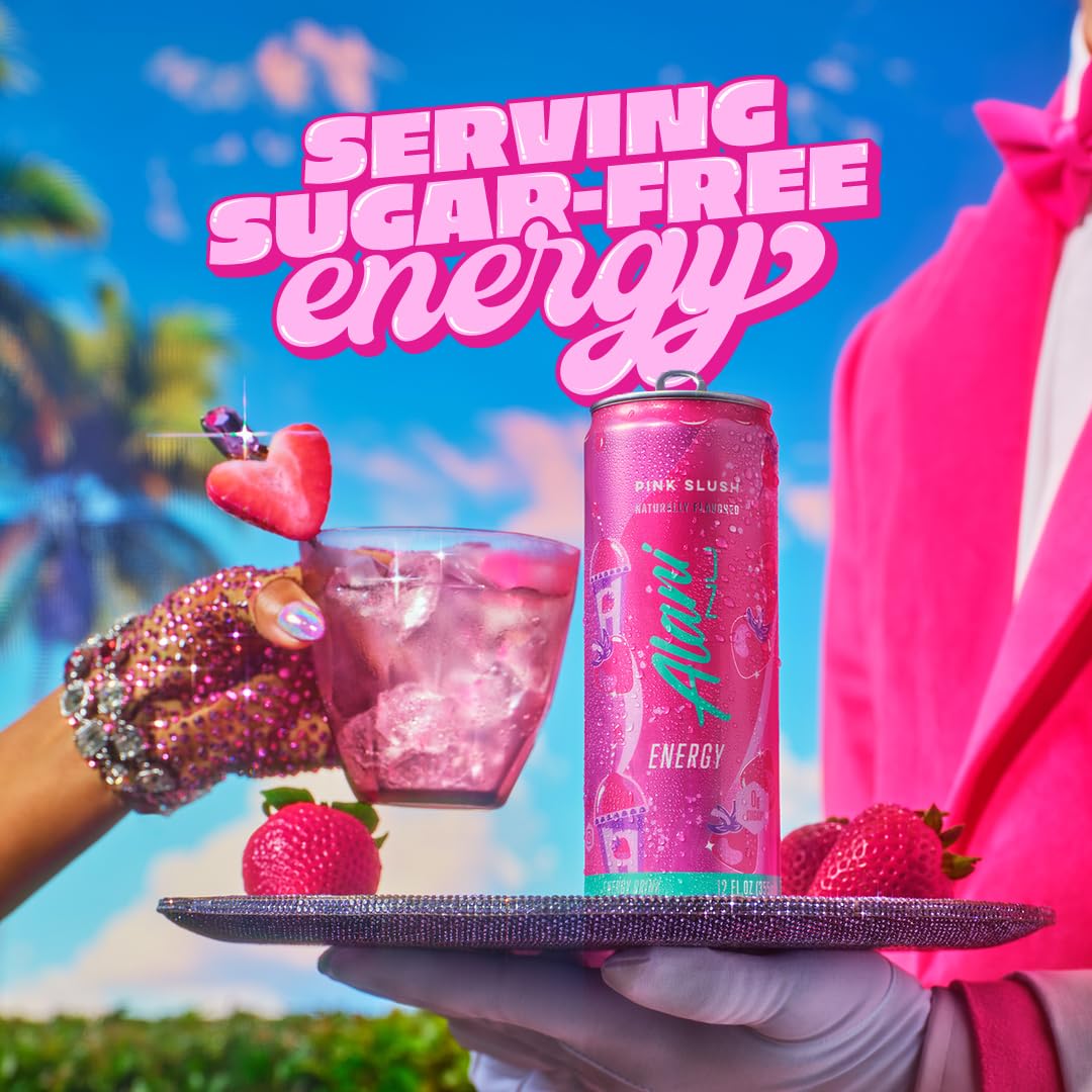 Premium Alani Nu PINK SLUSH Sugar Free, Low Calorie Energy Drinks, 200mg Caffeine, Biotin B Vitamins, Zero Sugar, 10 Calories, 12 Fl Oz Cans, 24 Pack