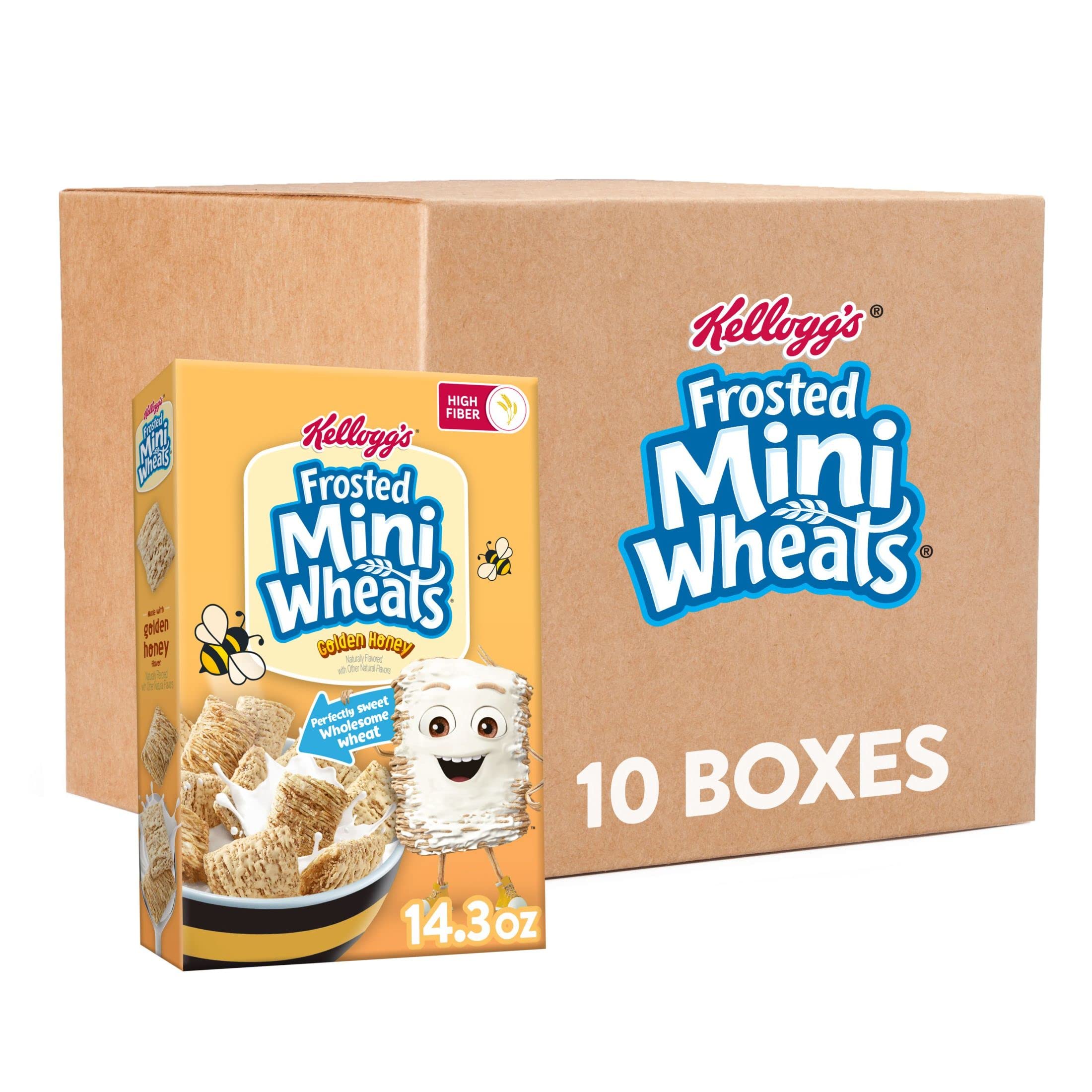 Nutritious Kellogg's Frosted Mini-Wheats Cold Breakfast Cereal, Whole Grain, High Fiber Cereal, Kids Snacks