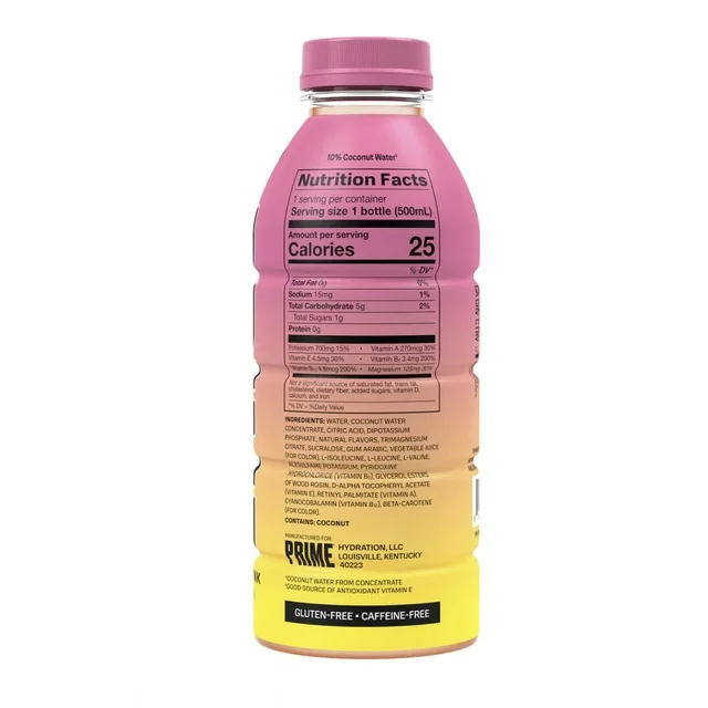 PRIME Strawberry Banana Limited Edition | Sports Drinks | Electrolyte Enhanced for Ultimate Hydration | 250mg BCAAs | B Vitamins | Antioxidants | 2g Of Sugar | 16.9 Fluid Ounce | 12 Pack