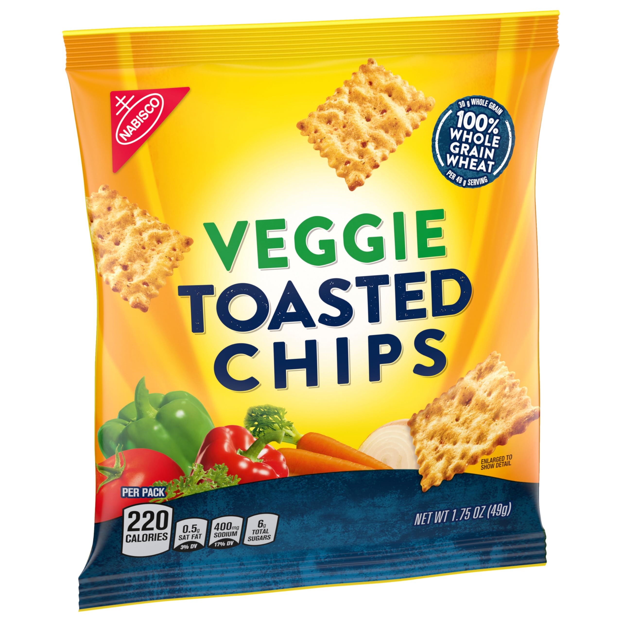Quality Nabisco Veggie Whole Grain Wheat Chips, Whole Grain Wheat Crackers, 60-1.75 oz Snack Packs