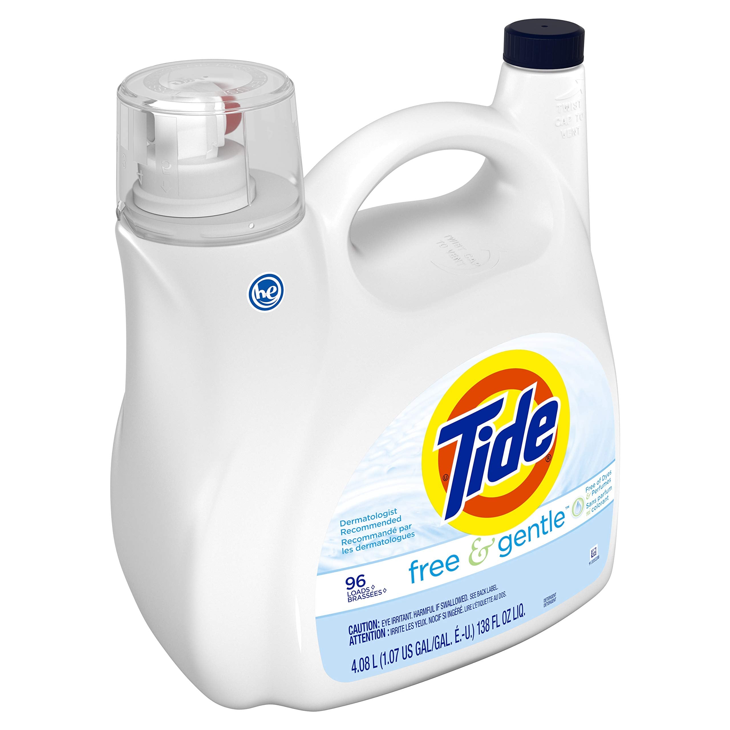 Premium Tide Free & gentle liquid laundry detergent, 96 loads, 138 Fl Oz