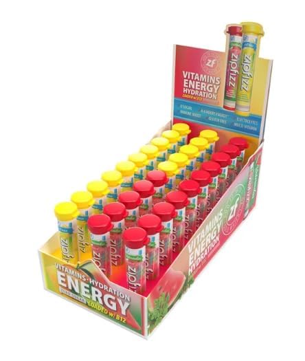 Premium Zipfizz, Vitamin Energy Hydration Drink Mix Split Box, Citrus & Watermelon Flavor, 30 Count (15 each)