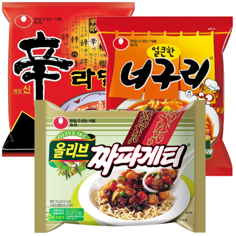 Quality Nongshim Ramyun 6 Pack Special Combo 67 (2pc of Shin Ramyun , 2pc of Noguri, and 2pc of Chapagetti) Total 6 Pc