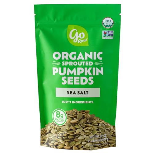 Premium Go Raw Sprouted Organic Pumpkin Seeds with Sea Salt, 22 oz, 1.4 Pound Bag