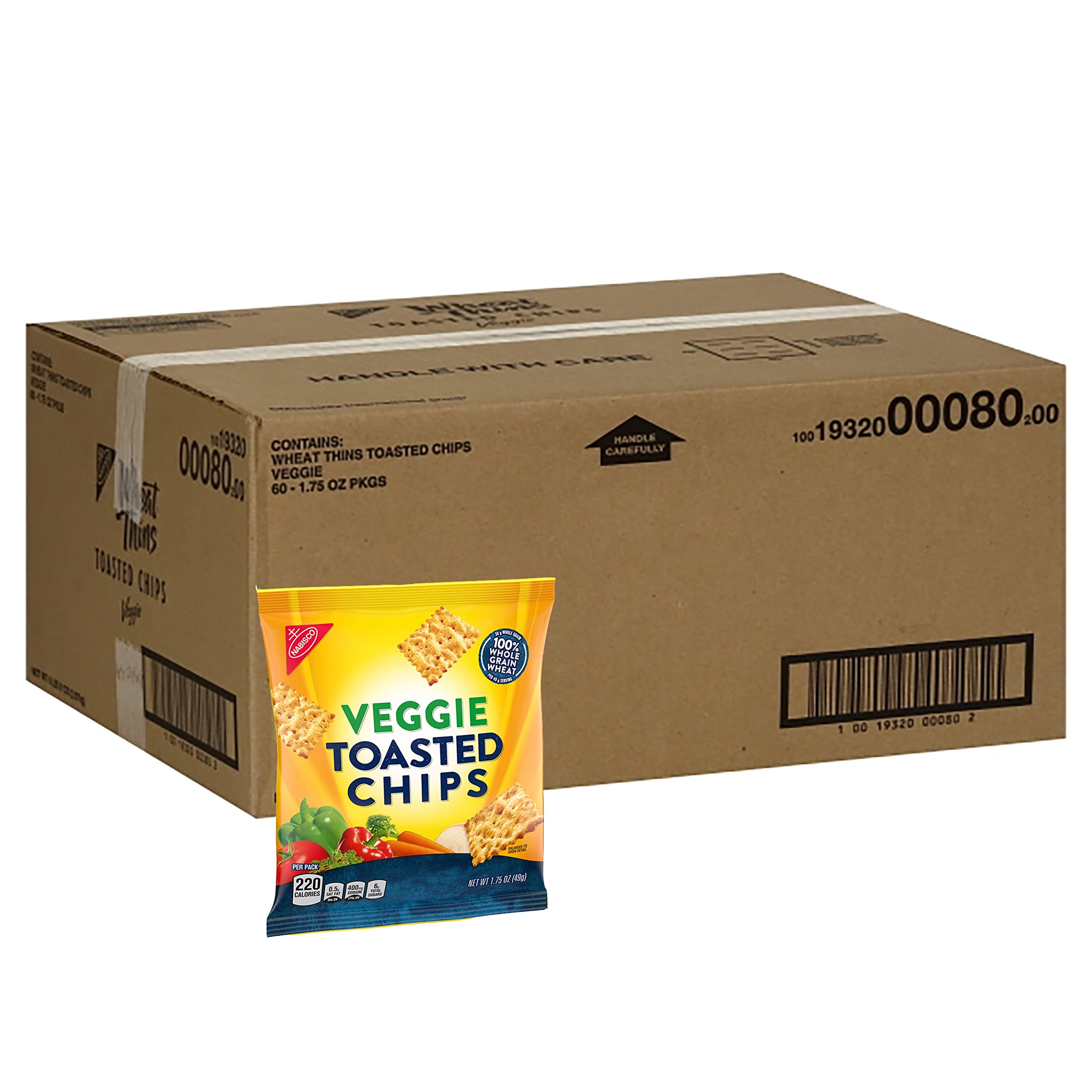 Quality Nabisco Veggie Whole Grain Wheat Chips, Whole Grain Wheat Crackers, 60-1.75 oz Snack Packs