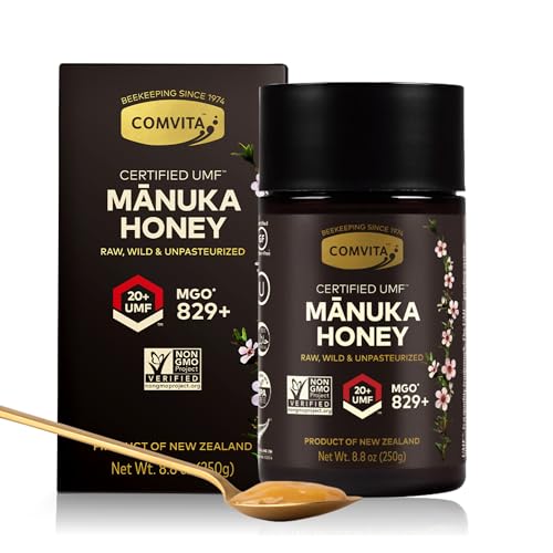 Quality Comvita Manuka Honey UMF 20+ (MGO 829+) - Raw Manuka Honey New Zealand, Pure & Unpasteurized, Superfood for Immune Health, Use in Tea, Wild, Monofloral, Non-GMO - 250g (8.8 oz)