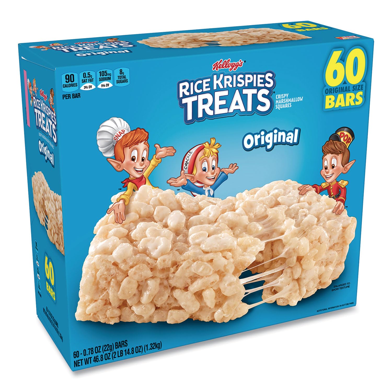 Nutritious Kellogg's Rice Krispies Treats Crispy Marshmallow Squares Individually Wrapped Bars, 60 Count - 1 Box_AB