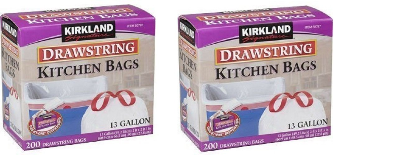 Quality Kirkland Signature Drawstring Kitchen Trash Bags - 13 Gallon - 200 Count (2X (200 Bags))